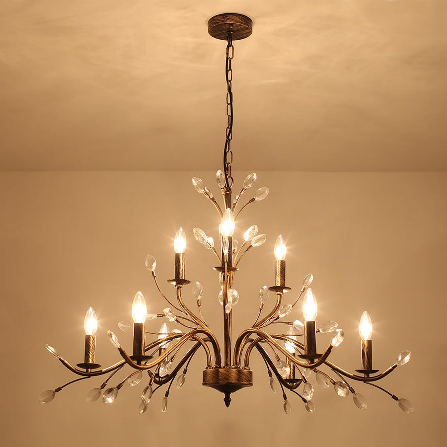 Farmhouze Light-Rustic Vintage Crystal Branch Chandelier-Chandelier-9-Lt-