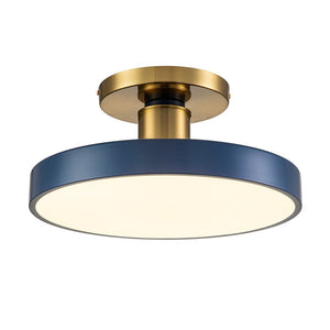 Farmhouze Light-Scandinavian Blue Round LED Semi Flush Mount Light-Ceiling Light-Blue-