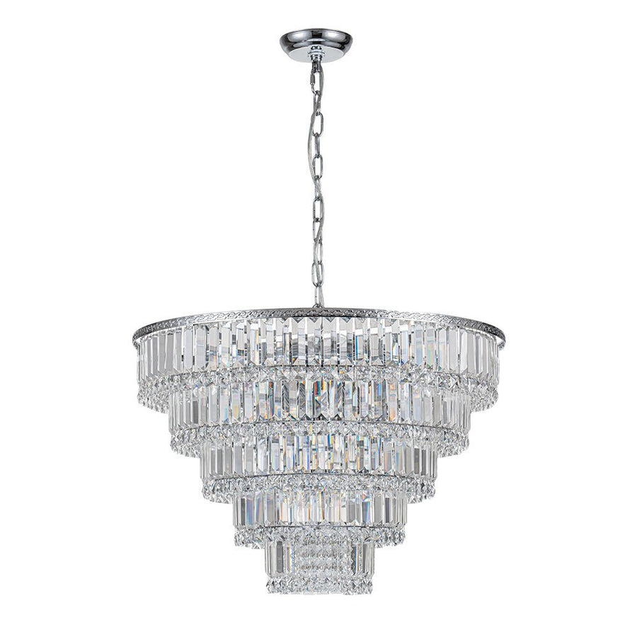 Farmhouze Light-Sparkle Chrome Tiered Tassel Crystal Chandelier-Chandelier-Chrome-