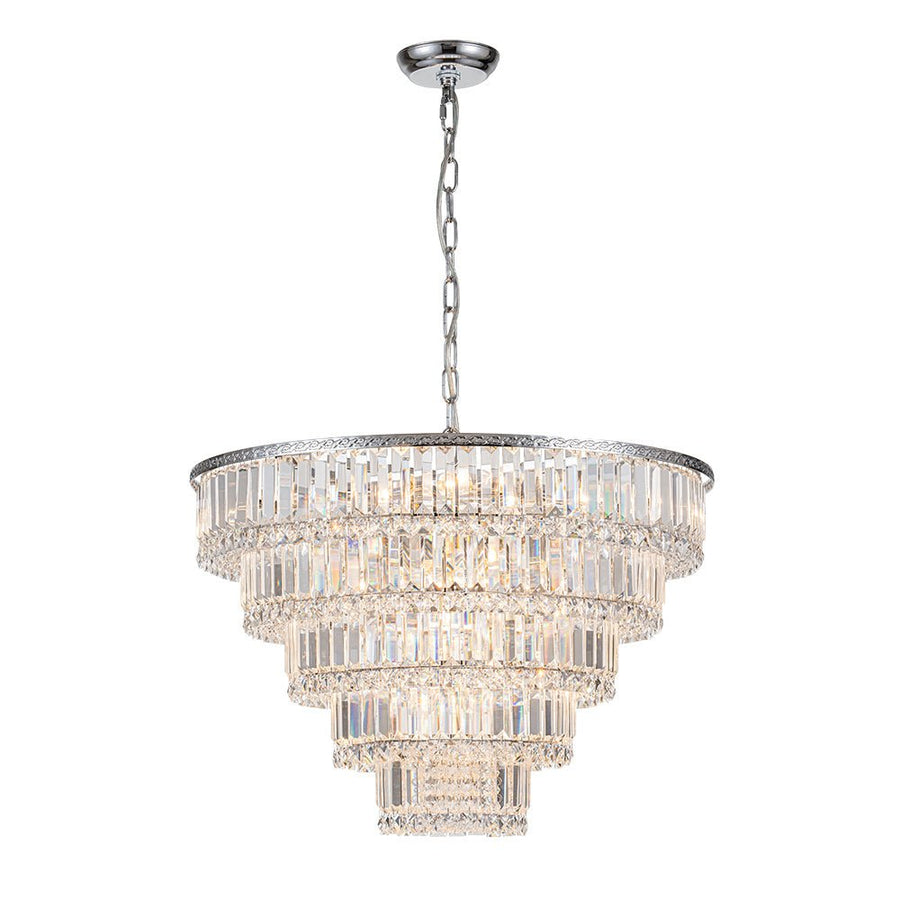 Farmhouze Light-Sparkle Chrome Tiered Tassel Crystal Chandelier-Chandelier-Chrome-