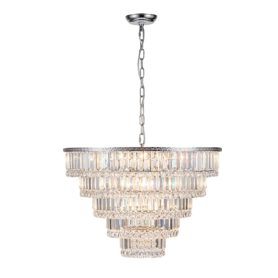 Farmhouze Light-Sparkle Chrome Tiered Tassel Crystal Chandelier-Chandelier-Chrome-