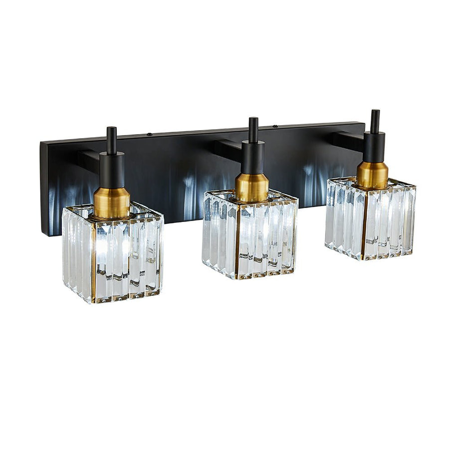 Farmhouze Light-Square Crystal Shade Vanity Light-Wall Sconce-2-Light-Chrome