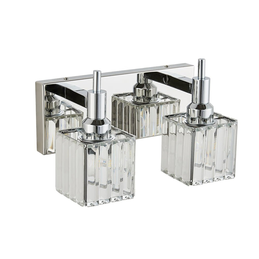 Farmhouze Light-Square Crystal Shade Vanity Light-Wall Sconce-2-Light-Chrome