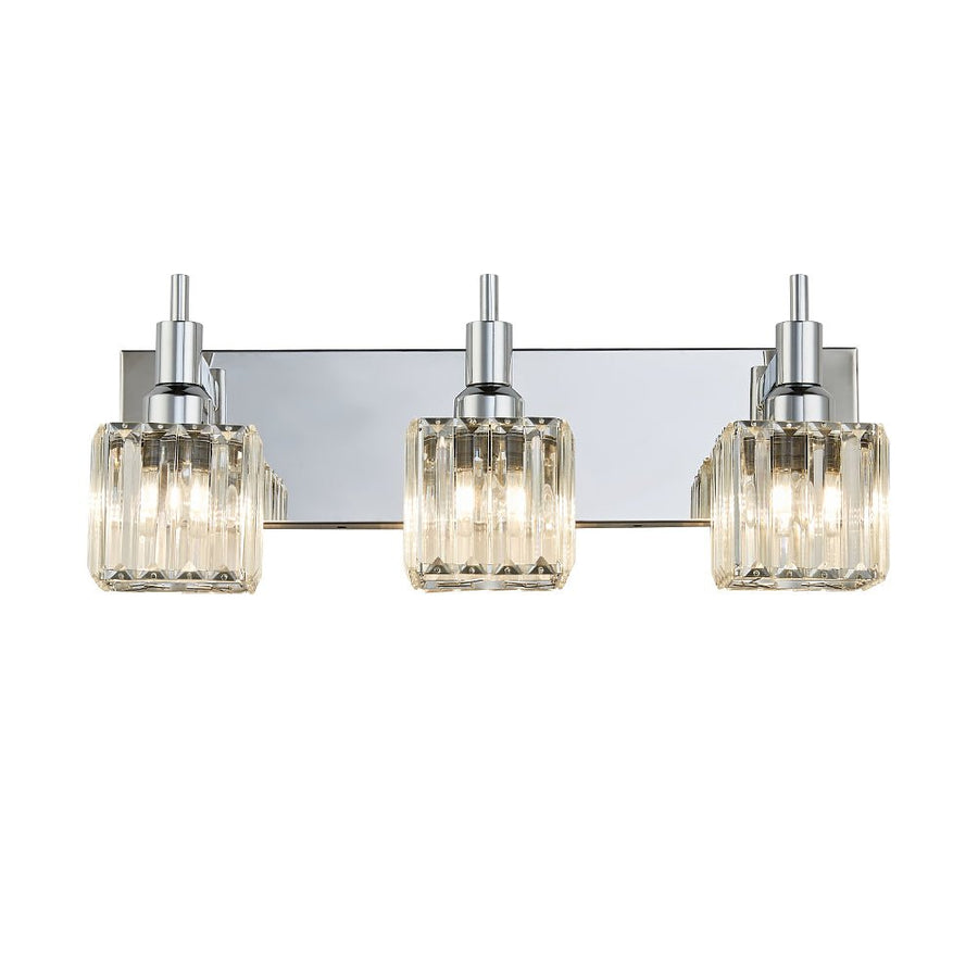 Farmhouze Light-Square Crystal Shade Vanity Light-Wall Sconce-2-Light-Chrome