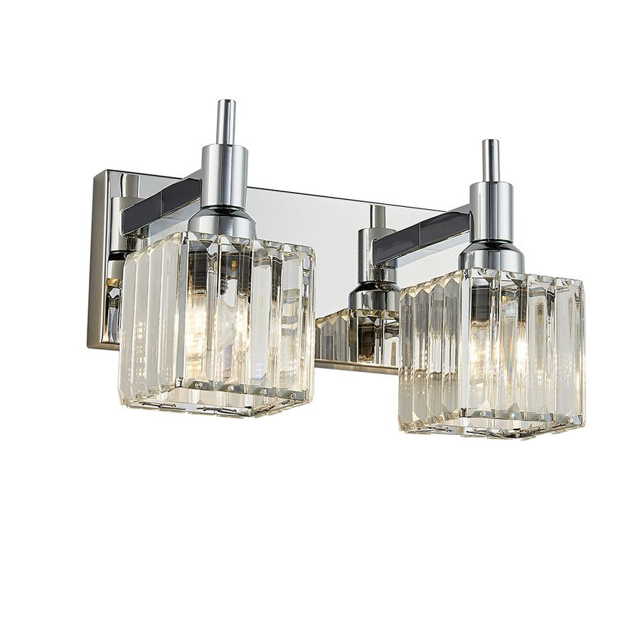 Farmhouze Light-Square Crystal Shade Vanity Light-Wall Sconce-2-Light-Chrome