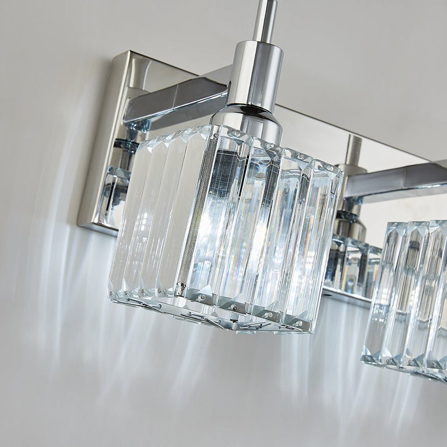 Farmhouze Light-Square Crystal Shade Vanity Light-Wall Sconce-2-Light-Chrome