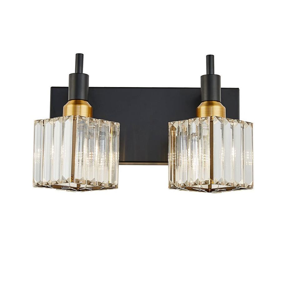 Farmhouze Light-Square Crystal Shade Vanity Light-Wall Sconce-2-Light-Chrome