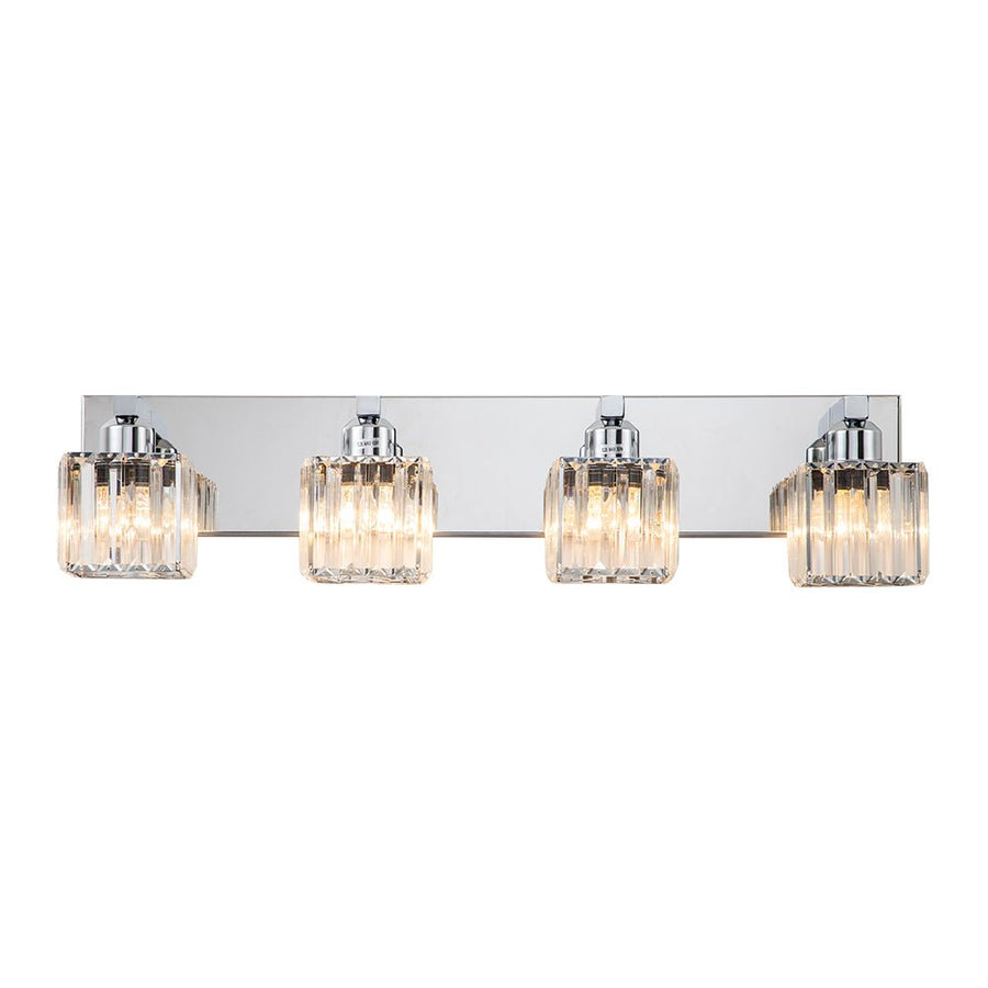 Farmhouze Light-Square Crystal Shade Vanity Wall Sconce-Wall Sconce-2-Light-Chrome