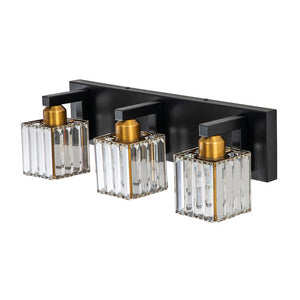 Farmhouze Light-Square Crystal Shade Vanity Wall Sconce-Wall Sconce-2-Light-Chrome