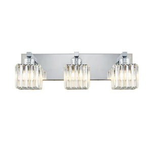 Farmhouze Light-Square Crystal Shade Vanity Wall Sconce-Wall Sconce-2-Light-Chrome