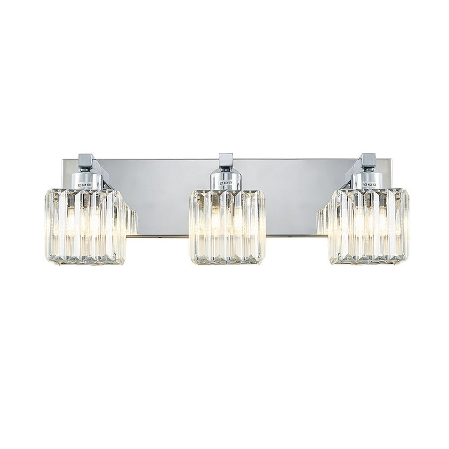 Farmhouze Light-Square Crystal Shade Vanity Wall Sconce-Wall Sconce-2-Light-Chrome