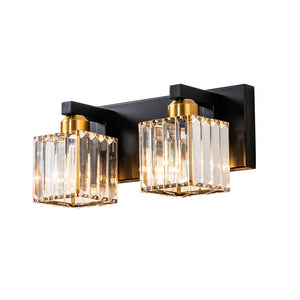 Farmhouze Light-Square Crystal Shade Vanity Wall Sconce-Wall Sconce-2-Light-Chrome