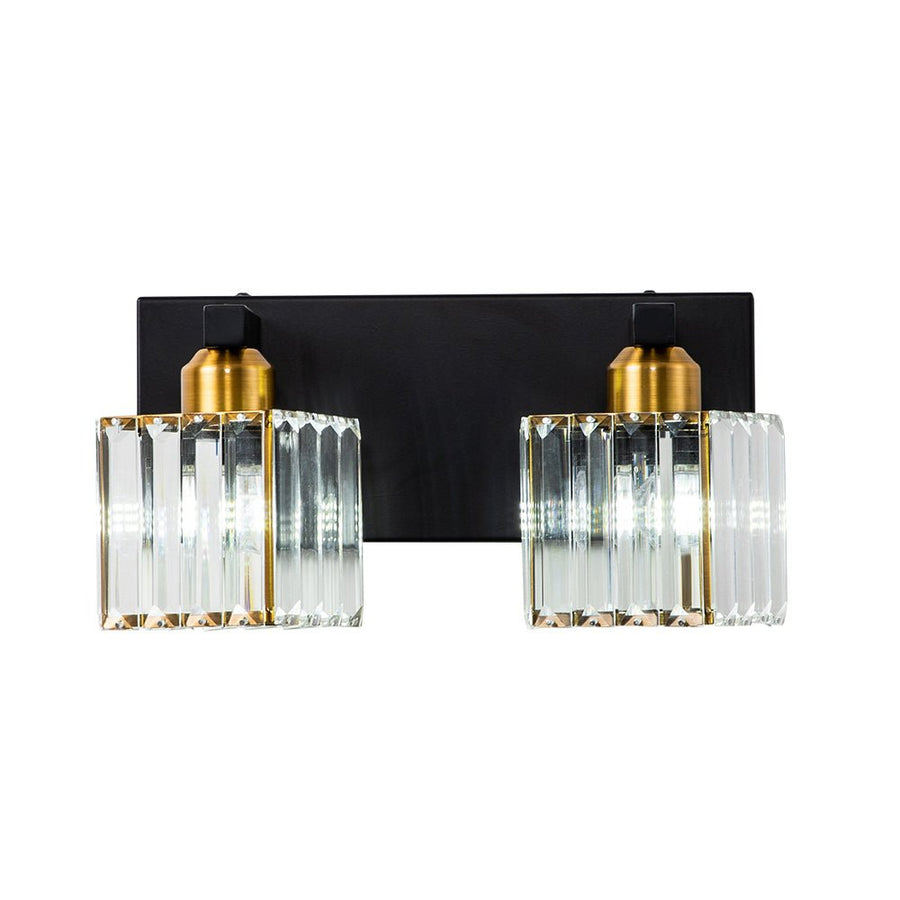 Farmhouze Light-Square Crystal Shade Vanity Wall Sconce-Wall Sconce-2-Light-Chrome