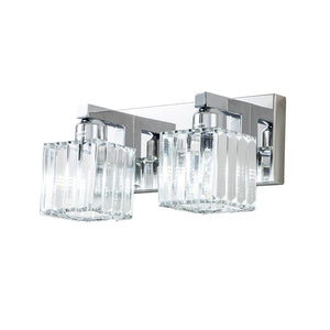 Farmhouze Light-Square Crystal Shade Vanity Wall Sconce-Wall Sconce-2-Light-Chrome