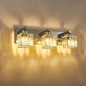 Farmhouze Light-Square Crystal Shade Vanity Wall Sconce-Wall Sconce-2-Light-Chrome