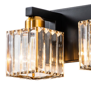 Farmhouze Light-Square Crystal Shade Vanity Wall Sconce-Wall Sconce-2-Light-Chrome