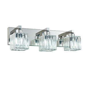 Farmhouze Light-Square Crystal Shade Vanity Wall Sconce-Wall Sconce-2-Light-Chrome