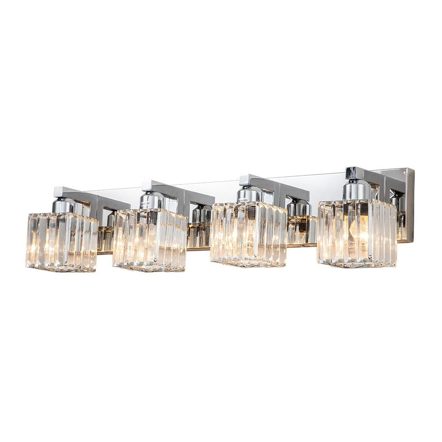 Farmhouze Light-Square Crystal Shade Vanity Wall Sconce-Wall Sconce-2-Light-Chrome