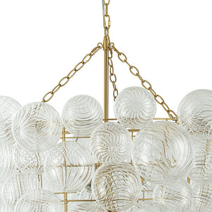 Farmhouze Light-Statement Draped Swirled Glass Globe Chandelier-Chandelier-Brass-