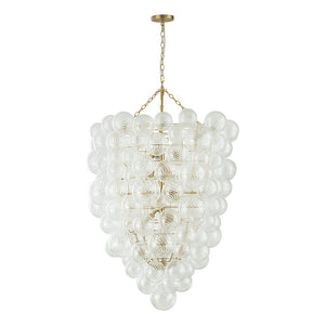 Farmhouze Light-Statement Draped Swirled Glass Globe Chandelier-Chandelier-Brass-