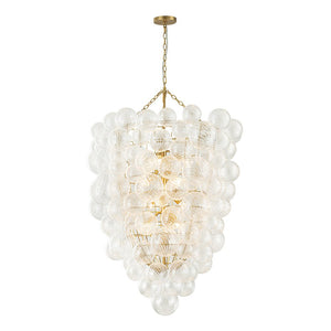 Farmhouze Light-Statement Draped Swirled Glass Globe Chandelier-Chandelier-Brass-