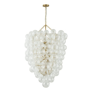 Farmhouze Light-Statement Draped Swirled Glass Globe Chandelier-Chandelier-Brass-