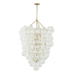 Farmhouze Light-Statement Draped Swirled Glass Globe Chandelier-Chandelier-Brass-