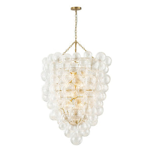 Farmhouze Light-Statement Draped Swirled Glass Globe Chandelier-Chandelier-Brass-