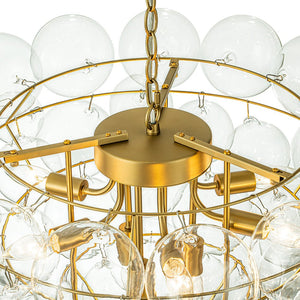 Farmhouze Light-Stunning 9-Light Glass Ball Cluster Bubble Chandelier-Chandelier-Brass-