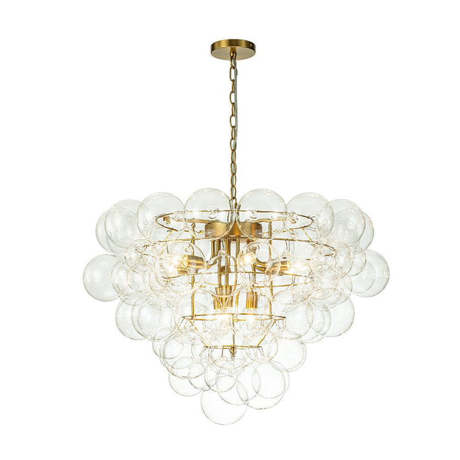 Farmhouze Light-Stunning 9-Light Glass Ball Cluster Bubble Chandelier-Chandelier-Brass-