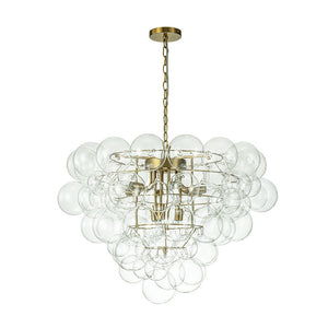 Farmhouze Light-Stunning 9-Light Glass Ball Cluster Bubble Chandelier-Chandelier-Brass-