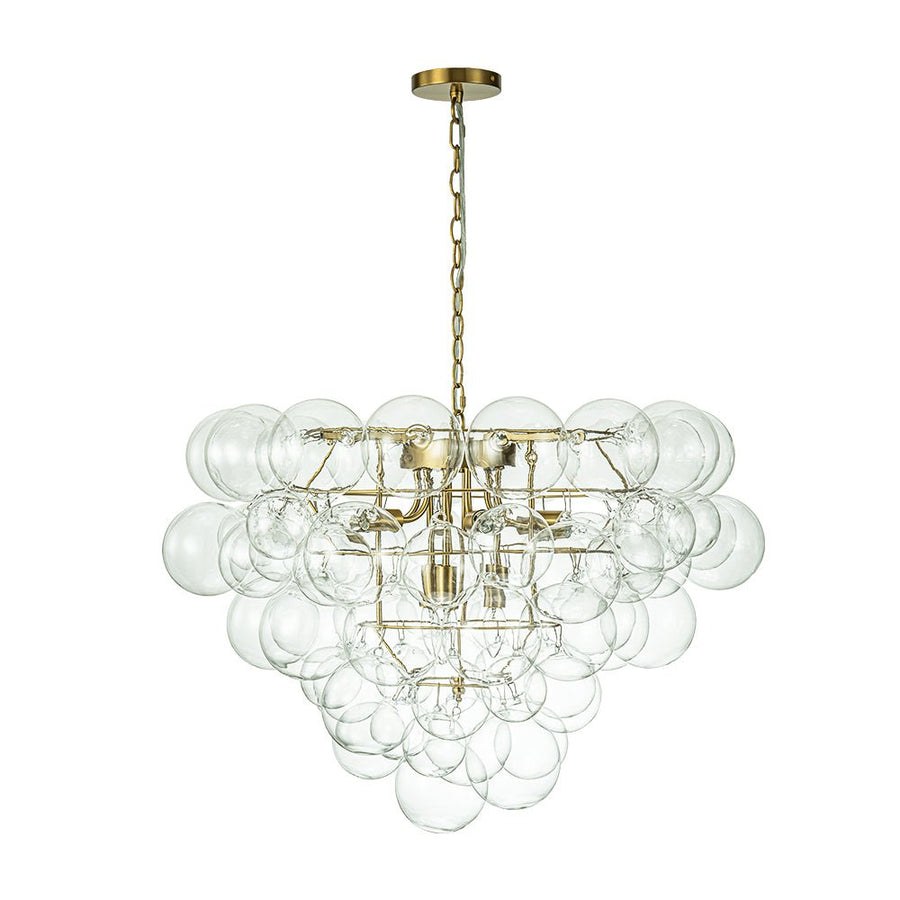 Farmhouze Light-Stunning 9-Light Glass Ball Cluster Bubble Chandelier-Chandelier-Brass-