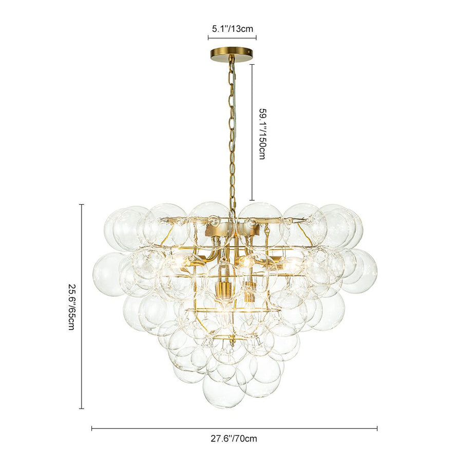 Farmhouze Light-Stunning 9-Light Glass Ball Cluster Bubble Chandelier-Chandelier-Brass-