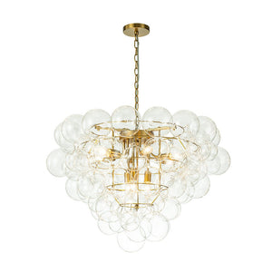 Farmhouze Light-Stunning 9-Light Glass Ball Cluster Bubble Chandelier-Chandelier-Brass-