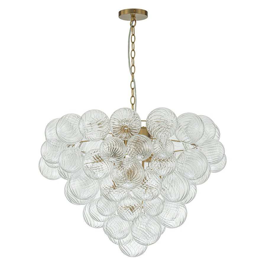 Farmhouze Light-Swirled Glass Globe Brass Cluster Bubble Chandelier-Chandelier-Brass-