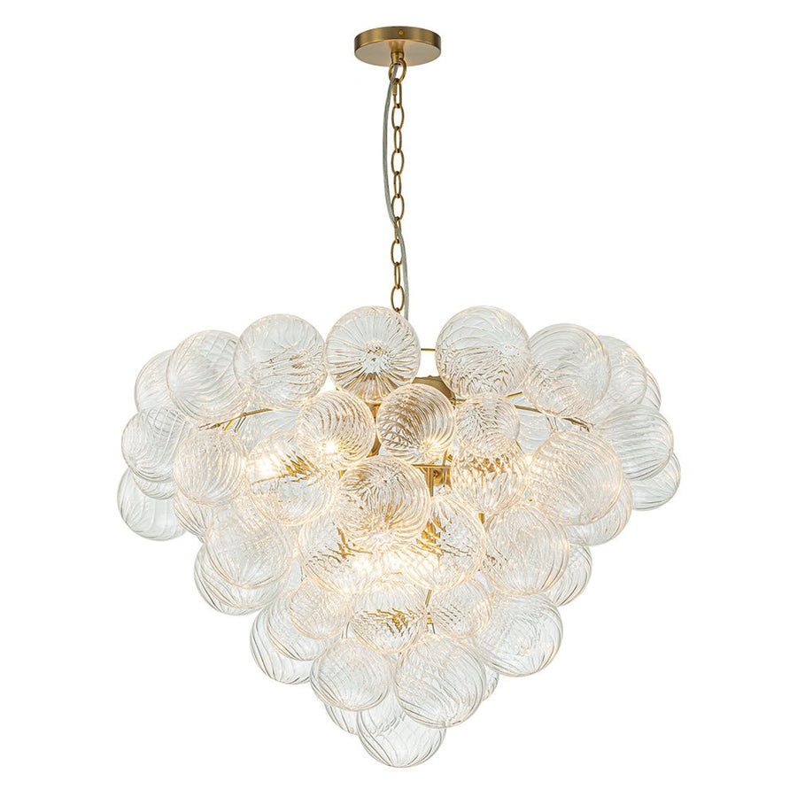 Farmhouze Light-Swirled Glass Globe Brass Cluster Bubble Chandelier-Chandelier-Brass-