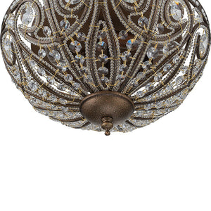 Farmhouze Light-Vintage Bronze Crystal Bowl Flush Mount Ceiling Light-Ceiling Light-Bronze-