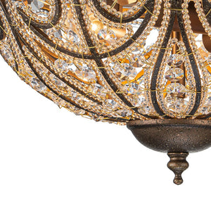Farmhouze Light-Vintage Bronze Crystal Bowl Flush Mount Ceiling Light-Ceiling Light-Bronze-