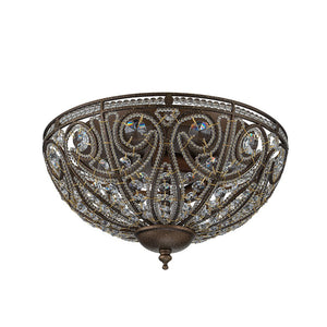 Farmhouze Light-Vintage Bronze Crystal Bowl Flush Mount Ceiling Light-Ceiling Light-Bronze-
