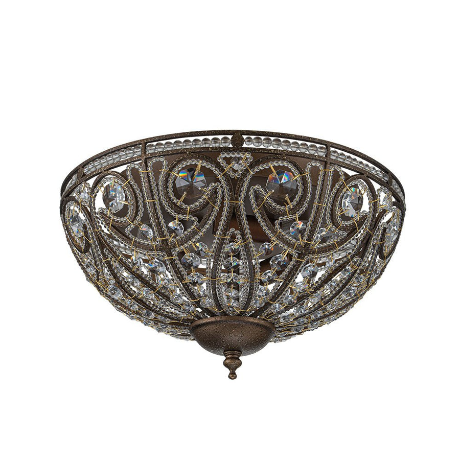 Farmhouze Light-Vintage Bronze Crystal Bowl Flush Mount Ceiling Light-Ceiling Light-Bronze-