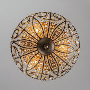 Farmhouze Light-Vintage Bronze Crystal Bowl Flush Mount Ceiling Light-Ceiling Light-Bronze-
