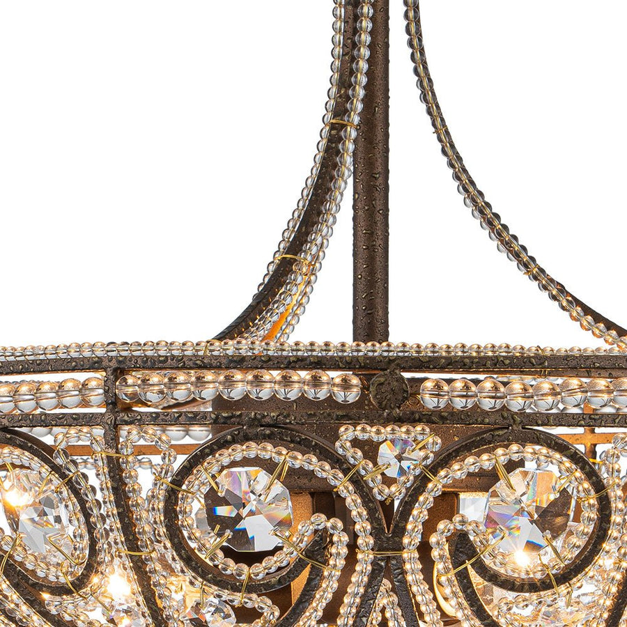 Farmhouze Light-Vintage Bronze Crystal Bowl Semi Flush Ceiling Light-Ceiling Light-Bronze-
