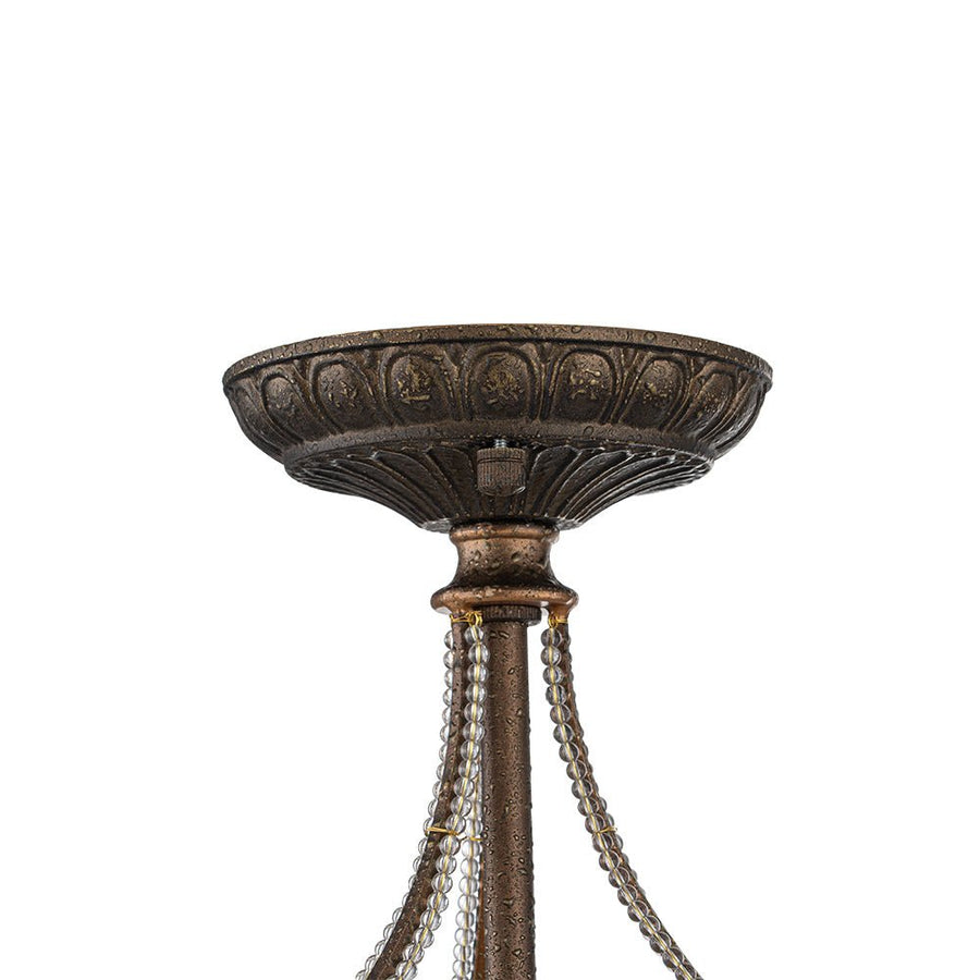 Farmhouze Light-Vintage Bronze Crystal Bowl Semi Flush Ceiling Light-Ceiling Light-Bronze-
