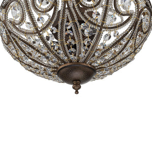 Farmhouze Light-Vintage Bronze Crystal Bowl Semi Flush Ceiling Light-Ceiling Light-Bronze-