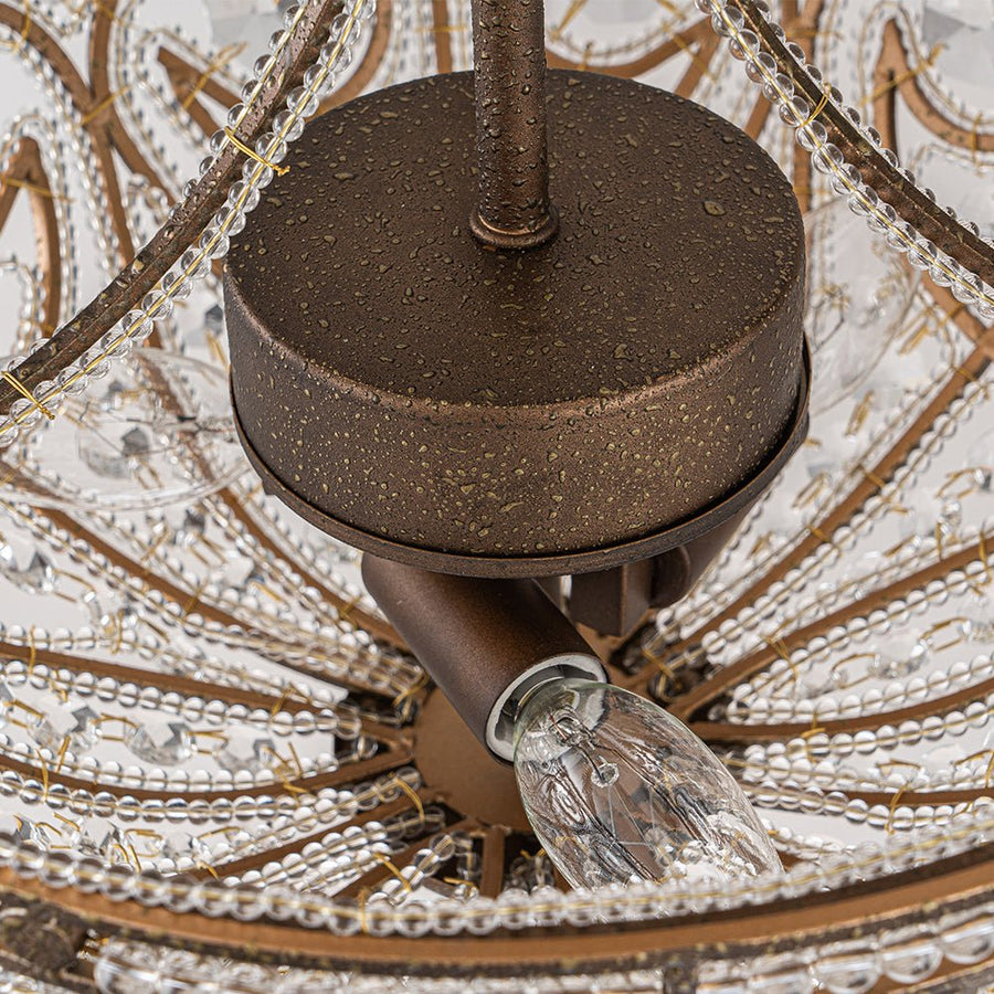 Farmhouze Light-Vintage Bronze Crystal Bowl Semi Flush Ceiling Light-Ceiling Light-Bronze-