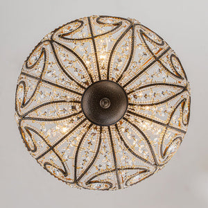 Farmhouze Light-Vintage Bronze Crystal Bowl Semi Flush Ceiling Light-Ceiling Light-Bronze-