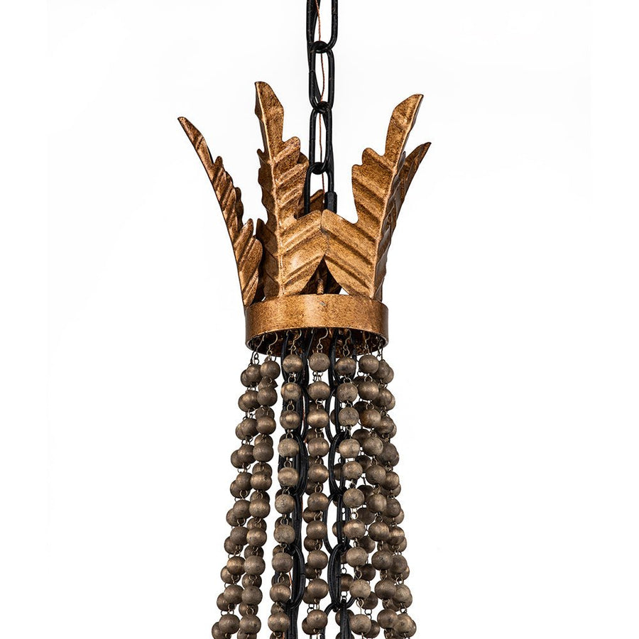 Farmhouze Light-Vintage Candle Wood Beaded Empire Chandelier-Chandelier--