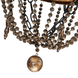 Farmhouze Light-Vintage Candle Wood Beaded Empire Chandelier-Chandelier--