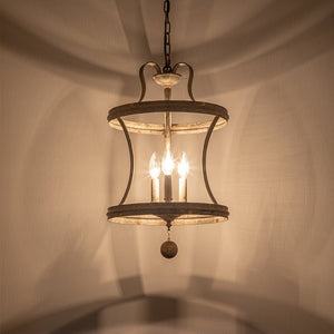 Farmhouze Light-Vintage Distressed 3-Light Metal Lantern Pendant Light-Chandelier-Rusty-
