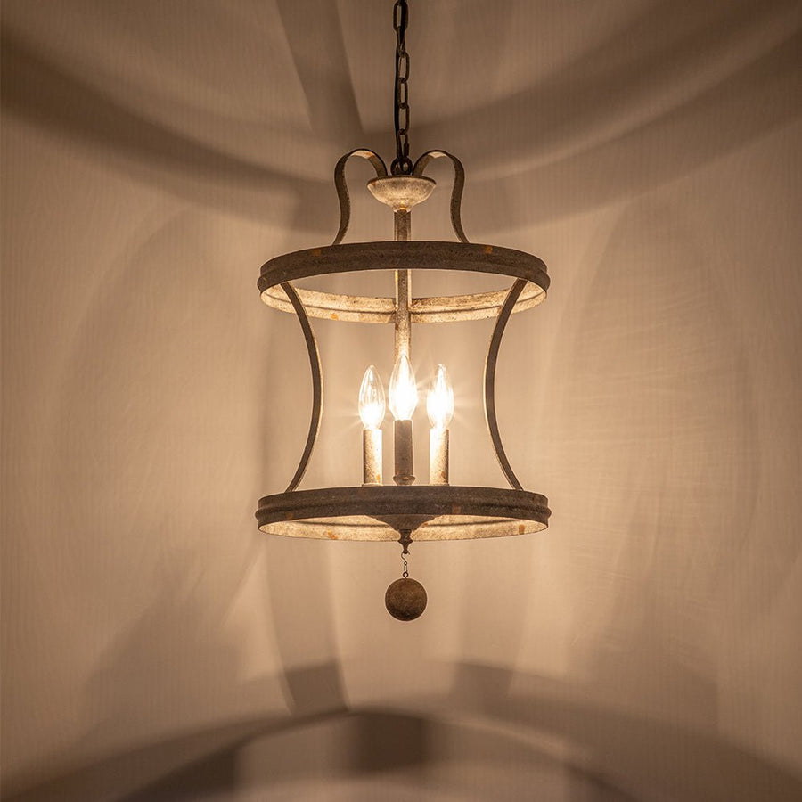 Farmhouze Light-Vintage Distressed 3-Light Metal Lantern Pendant Light-Chandelier-Rusty-